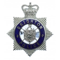 Brighton Borough Police Senior Officer's Enamelled Cap Badge - Queen's Crown