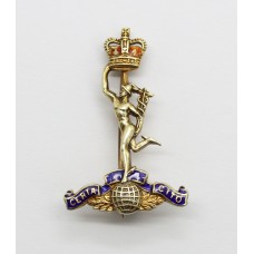 Royal Corps of Signals 9ct Hallmarked Gold & Enamel Sweetheart Brooch