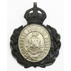 Barnsley Borough Police Wreath Helmet Plate - King's Crown