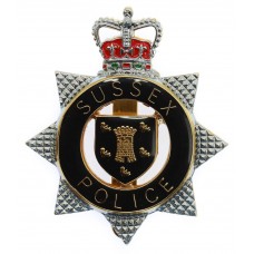 Sussex Police Enamelled Cap Badge - Queen's Crown