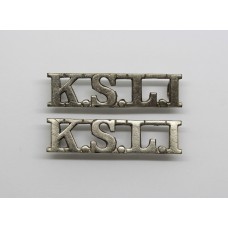 Pair of King's Shropshire Light Infantry (K.S.L.I.) White Metal Shoulder Titles