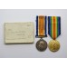 WW1 British War & Victory Medal Pair - Pte. F. Howard, Middlesex Regiment - Wounded