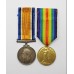 WW1 British War & Victory Medal Pair - Pte. F. Howard, Middlesex Regiment - Wounded