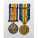 WW1 British War & Victory Medal Pair - Pte. F. Howard, Middlesex Regiment - Wounded