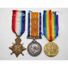 WW1 1914 Mons Star Medal Trio - J. Bacon, Sto. Cl.1., Nelson Battalion, Royal Naval Division - Wounded at Gallipoli