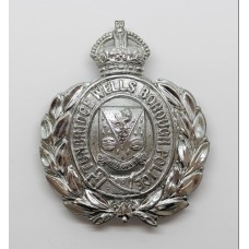 Tunbridge Wells Borough Police Wreath Helmet Plate - King's Crown (Chrome)