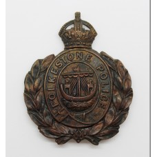 Folkestone Borough Police Wreath Helmet Plate - King's Crown