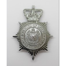 PB-3229 County Borough of Bolton Police Helmet Plate - Queen's Crown