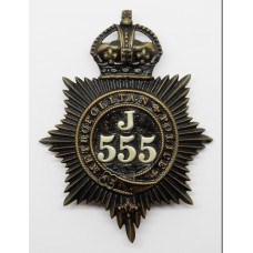 Metropolitan Police 'J' Division (Bethnal Green) Helmet Plate - King's Crown