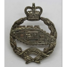 Royal Tank Regiment Officer's Silver Plated Cap Badge - Queen's Crown