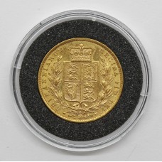 1872 S Victoria 22ct Gold Shield Back Full Sovereign Coin (Sydney Mint)